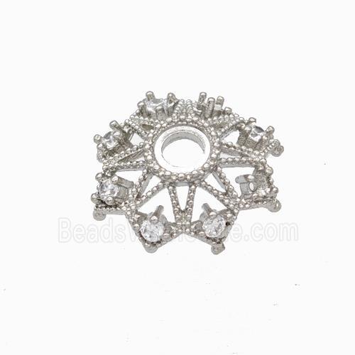 Copper Beadcaps Micropave Zirconia Platinum Plated