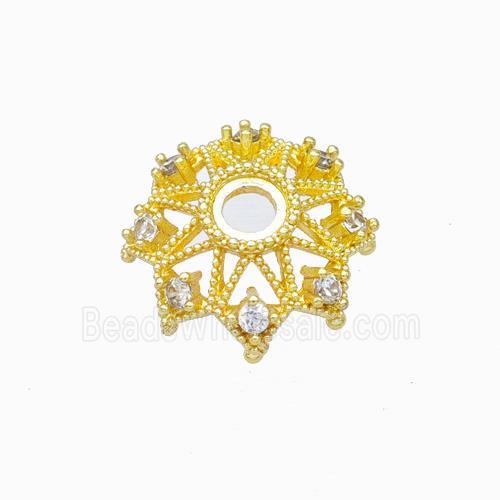 Copper Beadcaps Micropave Zirconia Gold Plated