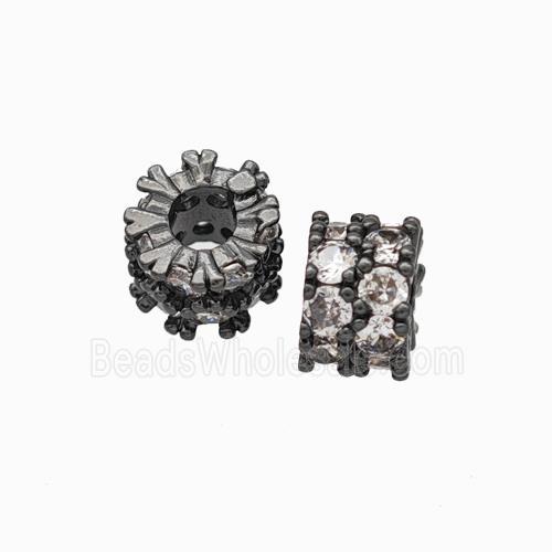Copper Heishi Beads Pave Zirconia Black Plated