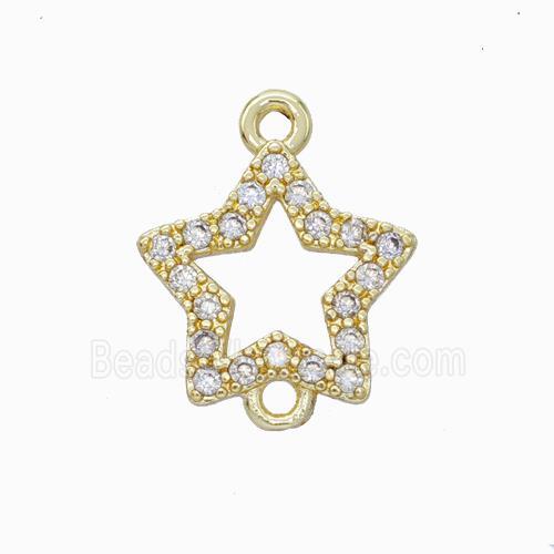 Copper Star Connector Pave Zirconia Gold Plated