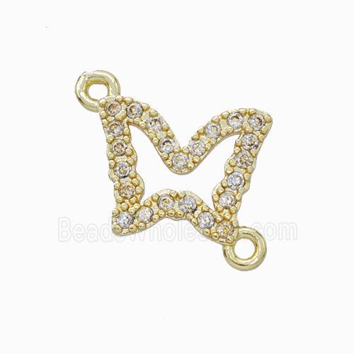 Copper Butterfly Connector Pave Zirconia Gold Plated
