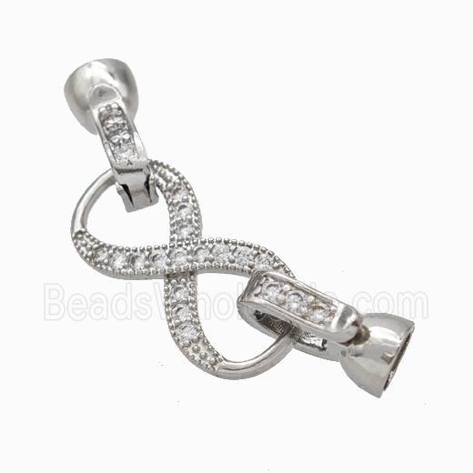 Copper Cordend Clasp Pave Zirconia Infinity Platinum Plated