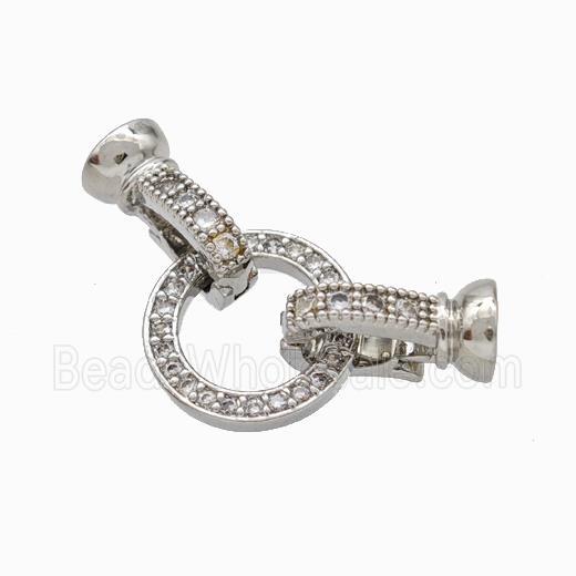 Copper Cordend Clasp Pave Zirconia Platinum Plated