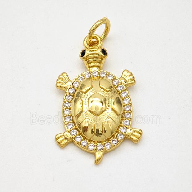 Copper Tortoise Pendant Micropave Zirconia Gold Plated