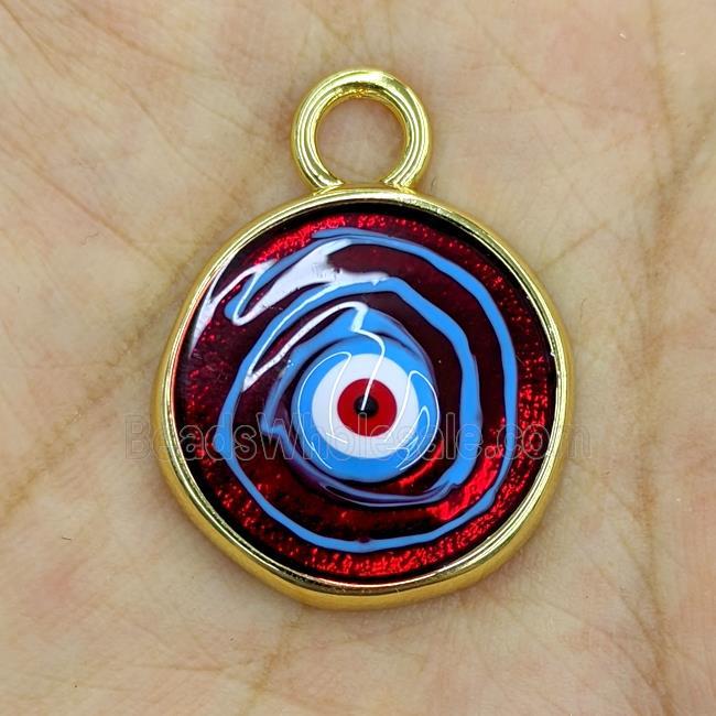 Copper Evil Eye Pendant Painted Gold Plated