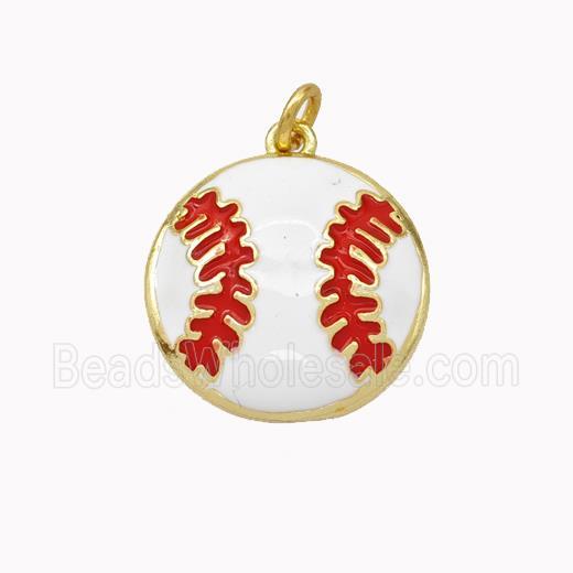 American Football Charms Copper Pendant White Red Enamel Sports Gold Plated