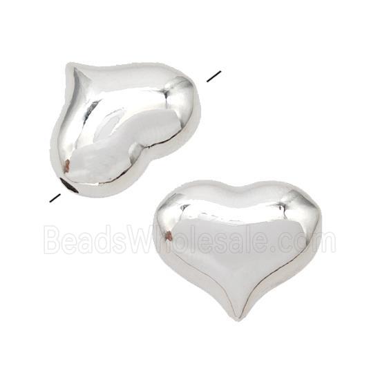 Copper Heart Beads Platinum Plated