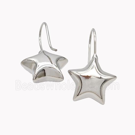 Copper Star Hook Earrings Platinum Plated