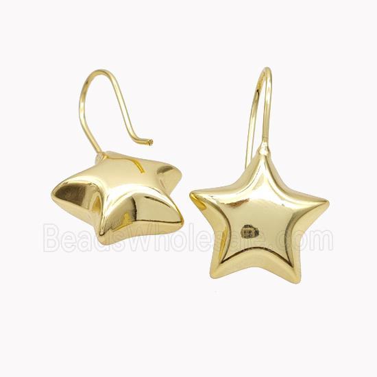 Copper Star Hook Earrings Gold Plated