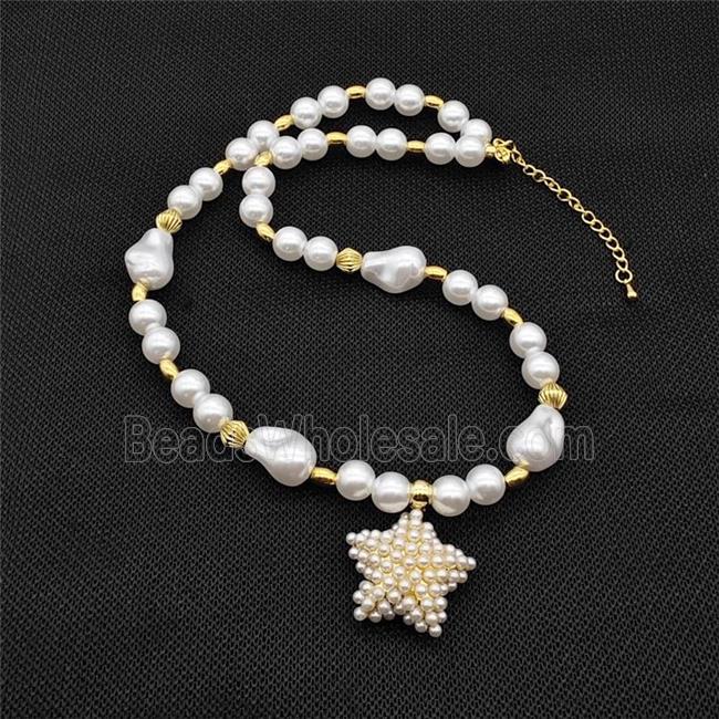 Pearlized ABS Resin Star Necklace