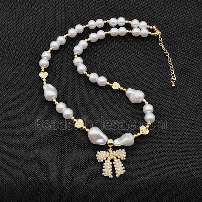 Pearlized ABS Resin Necklace Bow