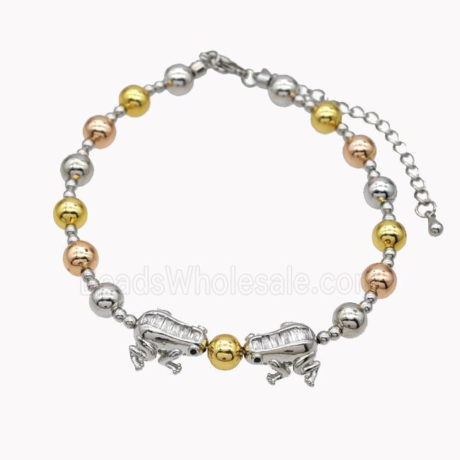 Copper Bracelet With Frog Pave Zirconia Platinum Plated