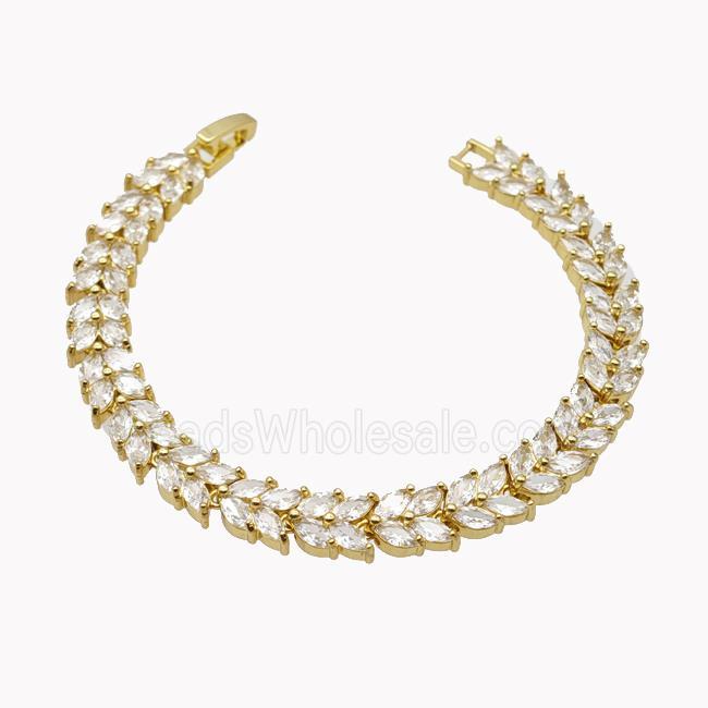 Copper Bracelet Pave Crystal Glass Gold Plated