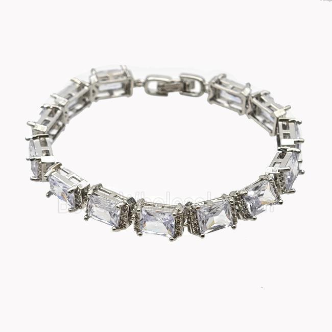 Copper Bracelet Pave Crystal Glass Platinum Plated