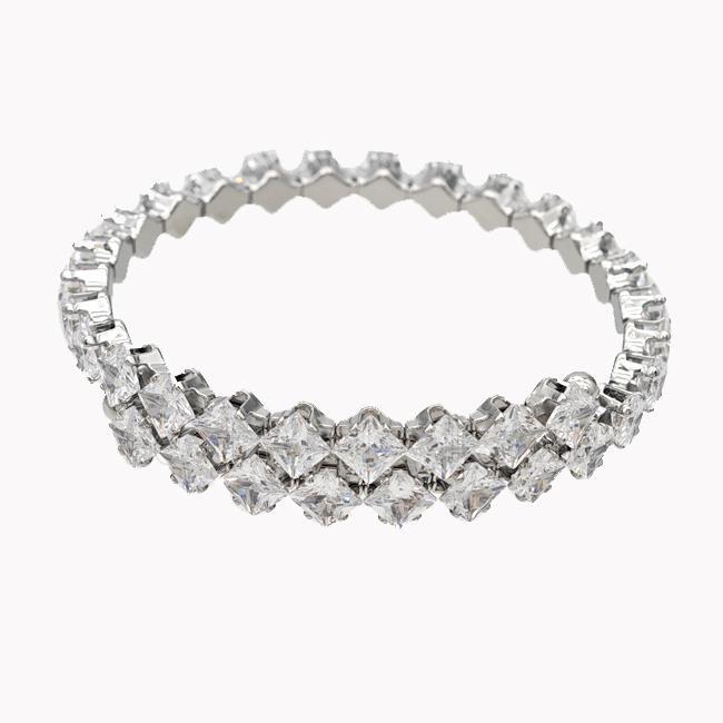 Copper Bangle Pave Crystal Glass Platinum Plated