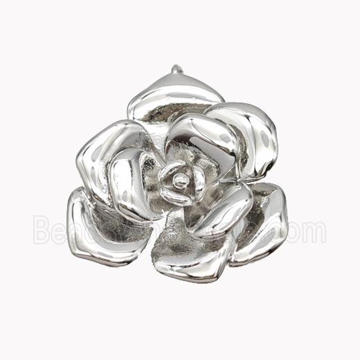 Copper Rose Flower Pendant Platinum Plated