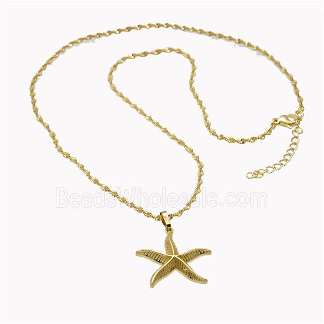 Copper Starfish Necklace Gold Plated