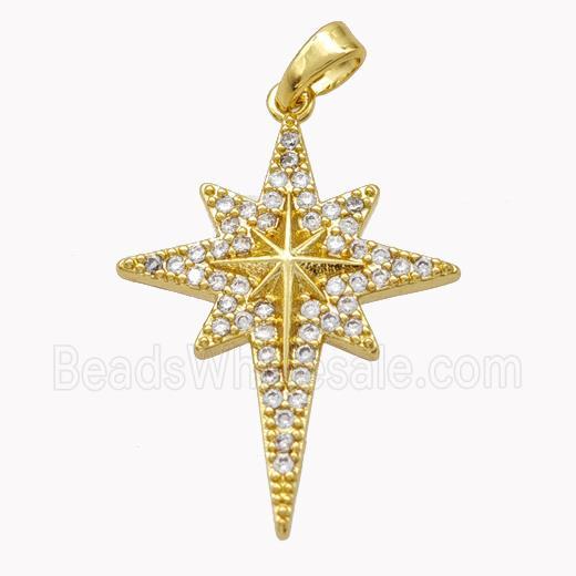 Copper Northstar Pendant Pave Zirconia Gold Plated