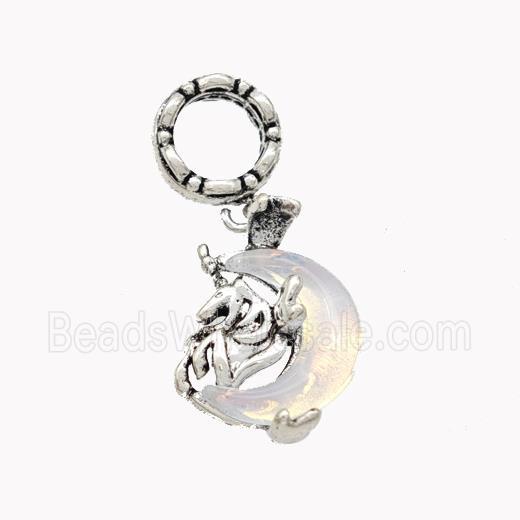 Alloy Moon Pendant Pave Acrylic Antique Silver