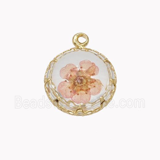 Acrylic Flower Pendant Gold Plated