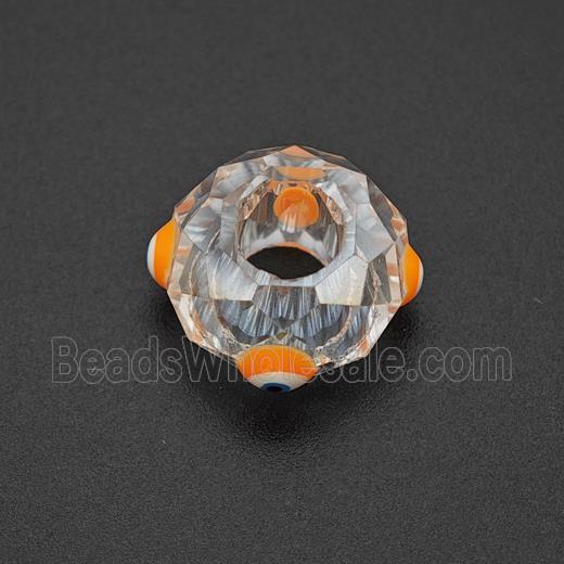 Crystal Glass Rondelle Beads With Evil Eye Large Hole Faceted