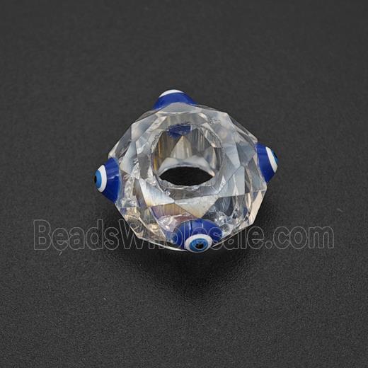 Crystal Glass Rondelle Beads With Evil Eye Large Hole Faceted