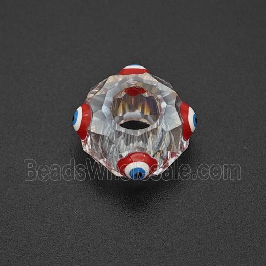 Crystal Glass Rondelle Beads With Evil Eye Large Hole Faceted