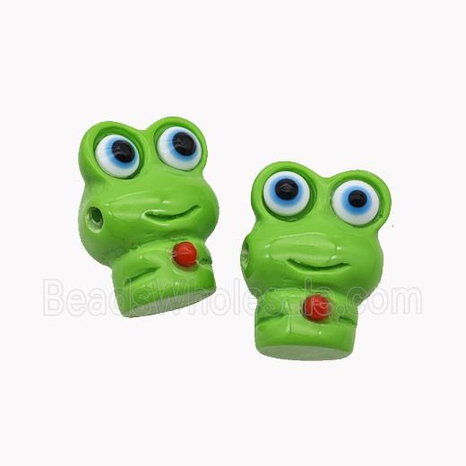 Green Resin Frog Beads