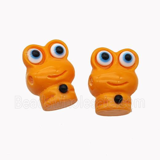 Orange Resin Frog Beads