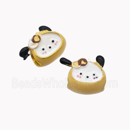 Copper Animal Beads Yellow Enamel Large Hole Gold Plated