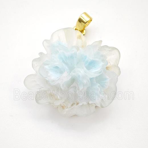 Lt.blue Resin Flower Pendant