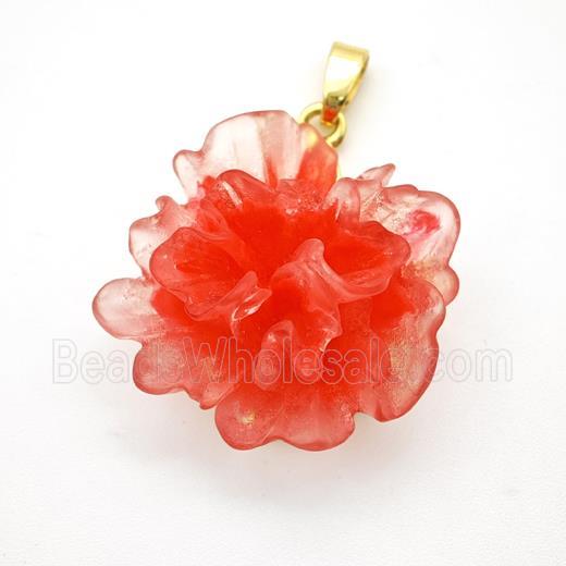 Red Resin Flower Pendant