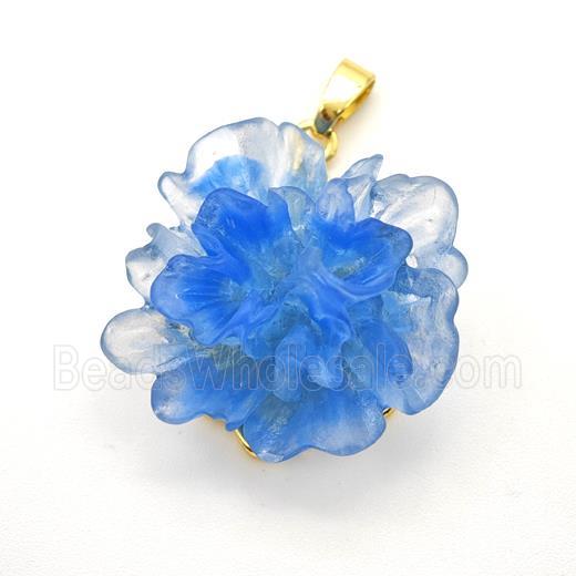 Blue Resin Flower Pendant