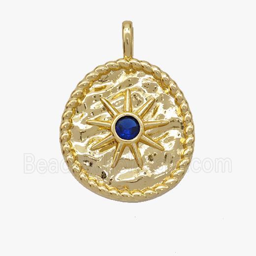 Copper Sun Pendant Pave Zirconia Gold Plated