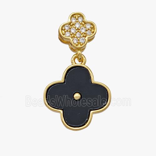 Copper Clover Pendant Pave Shell Zirconia Gold Plated