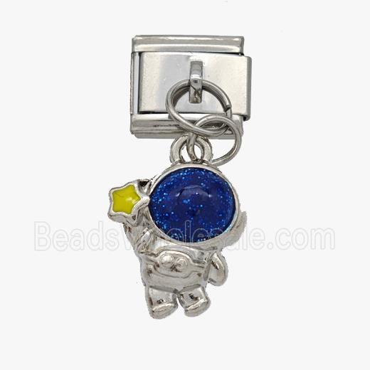 Raw Stainless Steel Element For Module Bracelet With Copper Astronaut Pendant
