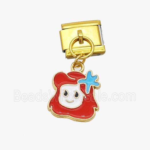 Stainless Steel Element For Module Bracelet With Copper Beauty Pendant Enamel Gold Plated