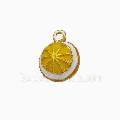 Copper Lemon Charms Pendant Yellow Enamel Gold Plated