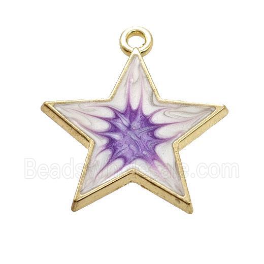 Copper Star Pendant Purple Painted Gold Plated