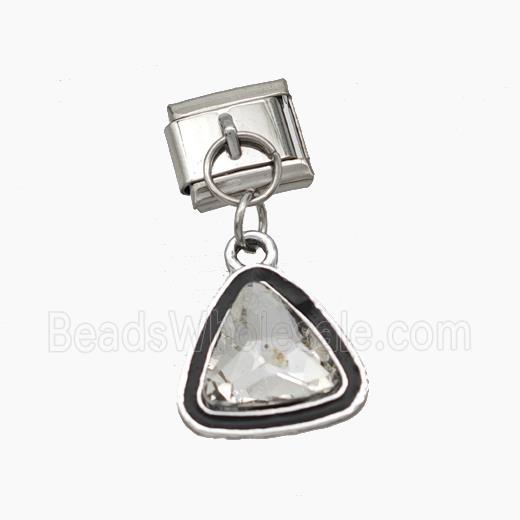 Raw Stainless Steel Element For Module Bracelet With Copper Triangle Pendant Pave Crystal Platinum 