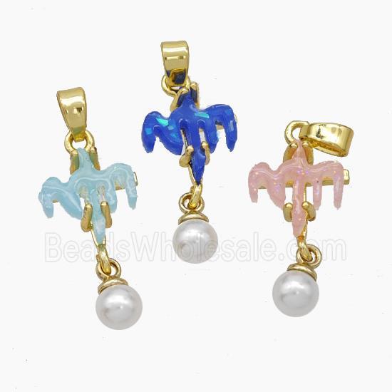 Copper Cross Pendant Pave Acrylic Gold Plated Mixed