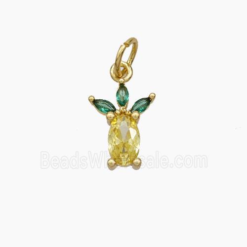 Copper Pineapple Pendant Pave Zirconia Gold Plated