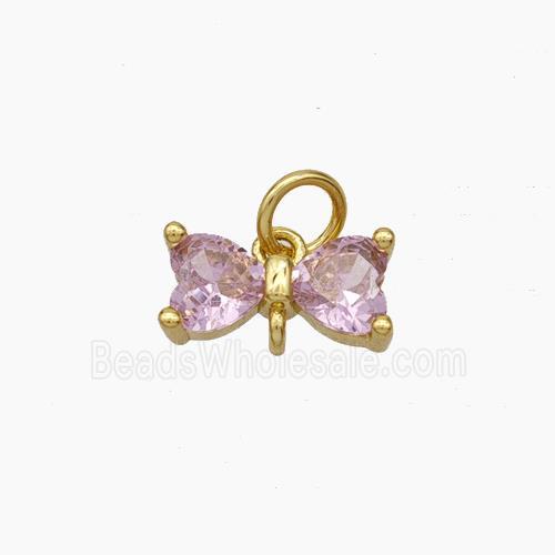 Copper Butterfly Pendant Pave Zirconia Gold Plated
