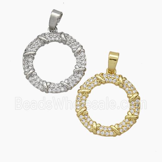 Copper Circle Pendant Pave Zirconia Mixed