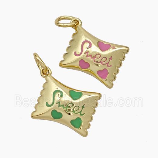 Sweet Candy Copper Pendant Enamel Gold Plated Mixed