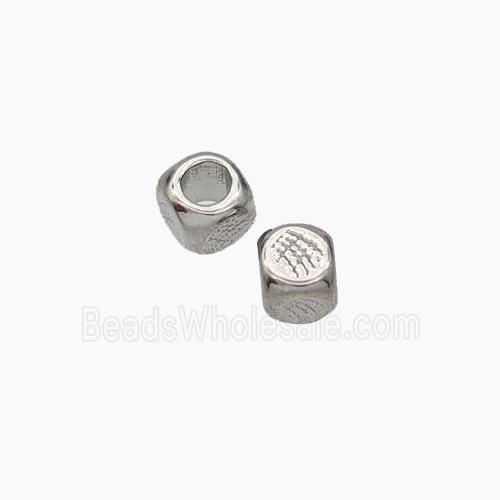 Copper Cube Beads Large Hole Platinum Plated