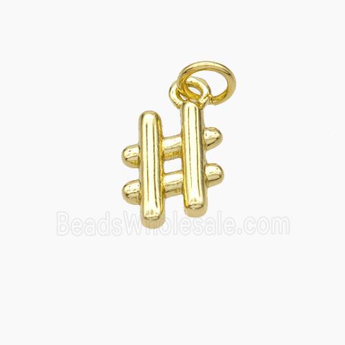 Hashtag Charms Copper Sign Pendant Gold Plated