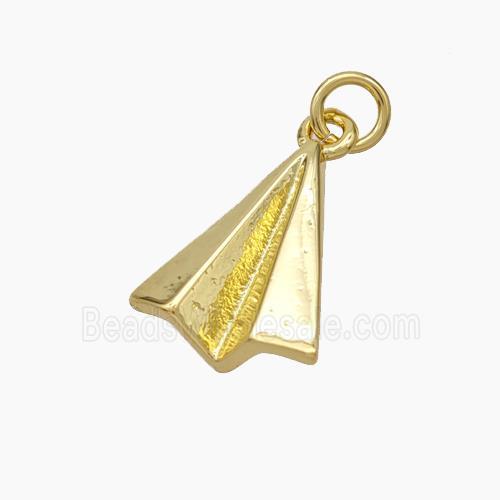 Paper Airplane Charms Copper Pendant Gold Plated