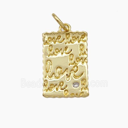 Love Charms Copper Rectangle Pendant Gold Plated