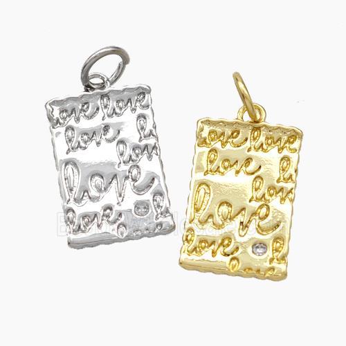 Love Charms Copper Rectangle Pendant Mixed